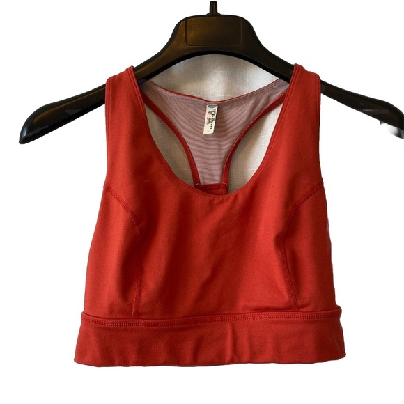 Free People FP Movement Synergy Sports Bra Sz S Orange Strappy Terracotta Yoga - Picture 1 of 10